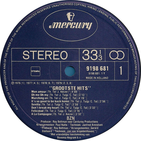 BZN : Grootste Hits (LP, Comp, Blu)