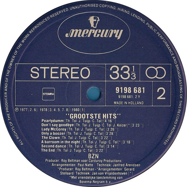 BZN : Grootste Hits (LP, Comp, Blu)