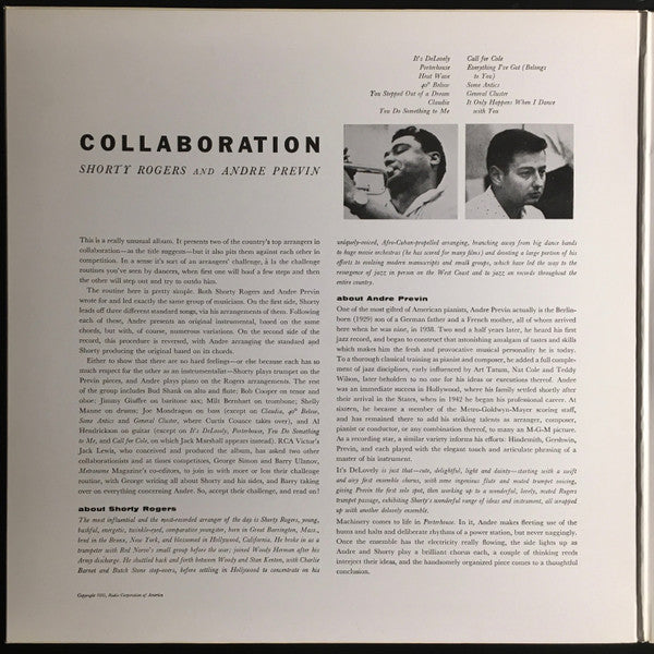 Shorty Rogers, André Previn : Collaboration (LP, Mono, RE, Gat)