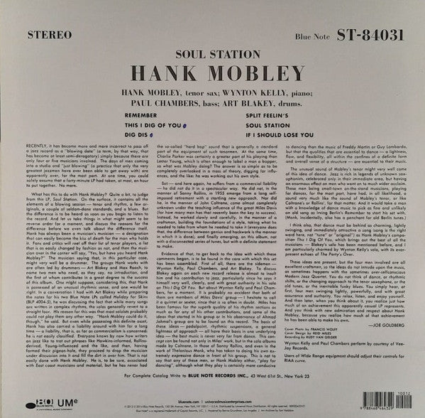 Hank Mobley : Soul Station (LP, Album, RE, 180)