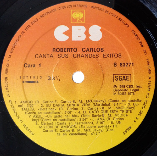 Roberto Carlos : Canta Sus Grandes Exitos (LP, Comp)