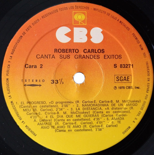 Roberto Carlos : Canta Sus Grandes Exitos (LP, Comp)