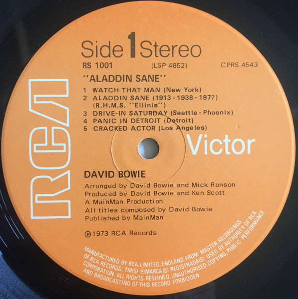 David Bowie : Aladdin Sane (LP, Album, Non)
