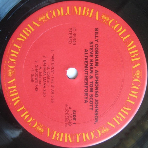 Billy Cobham · Steve Khan · Alphonso Johnson · Tom Scott : Alivemutherforya (LP, Album, San)
