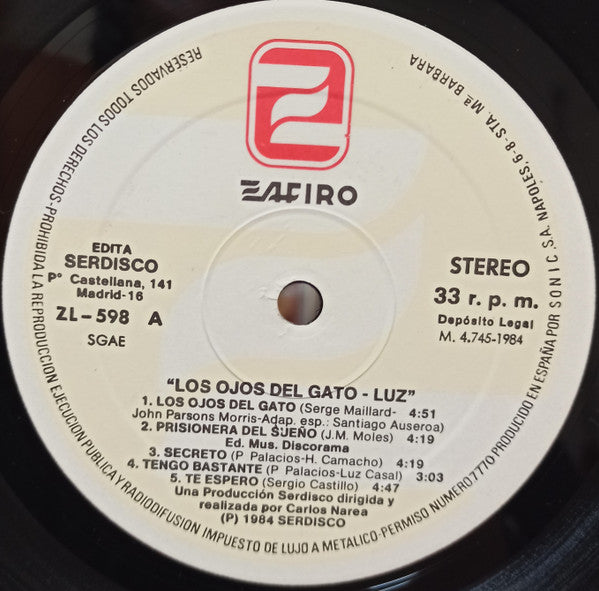 Luz Casal : Los Ojos Del Gato (LP, Album)