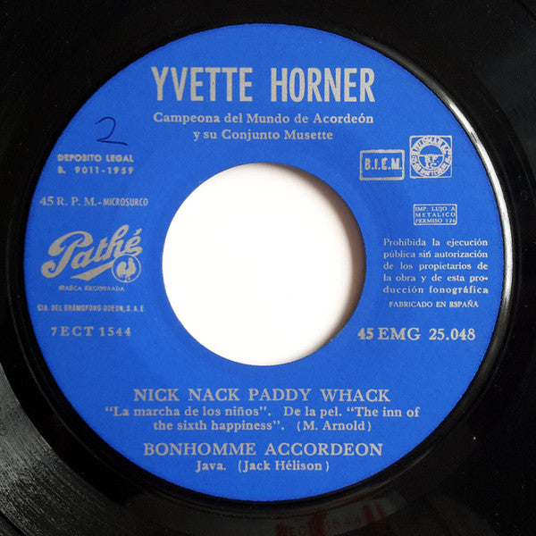 Yvette Horner : Selección Nº 8 - Nick Nack Paddy Whack (7", EP)