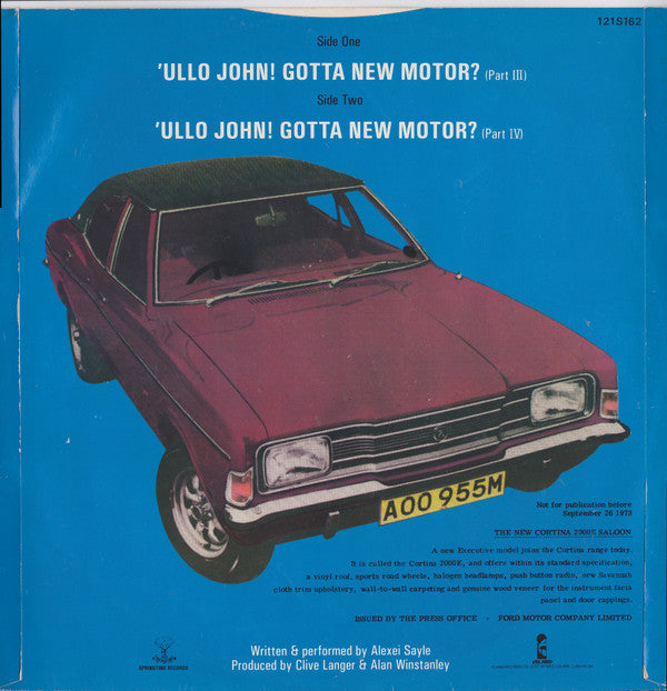 Alexei Sayle : 'Ullo John! Gotta New Motor? (12", Single, RE)