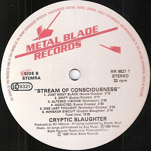 Cryptic Slaughter : Stream Of Consciousness (LP, Album)