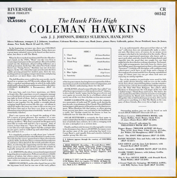 Coleman Hawkins : The Hawk Flies High (LP, Album, Mono, Club, M/Print, RE, 180)