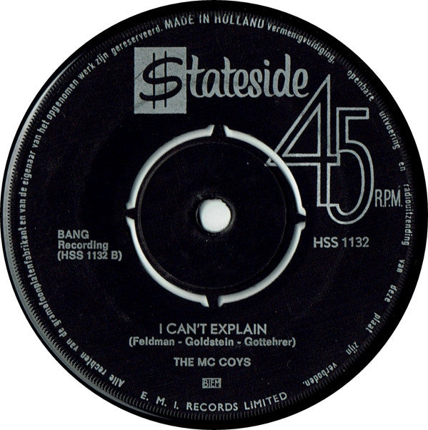 The McCoys : Hang On Sloopy / I Can't Explain It (7")