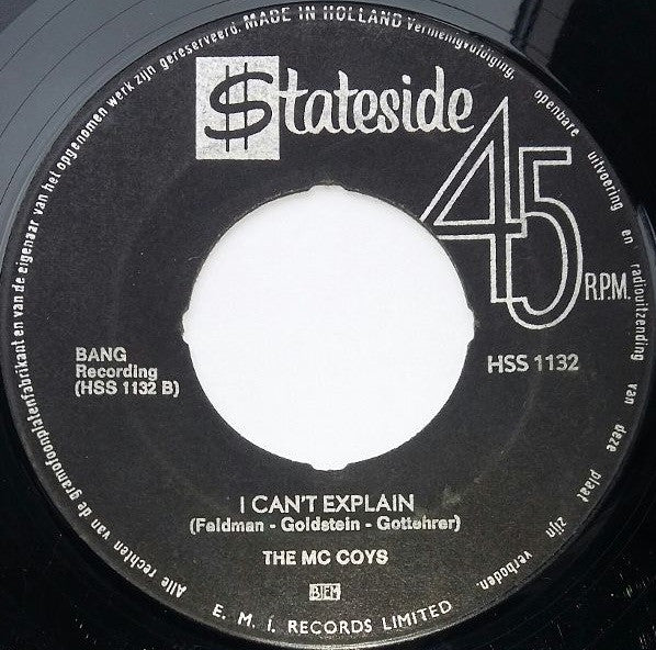 The McCoys : Hang On Sloopy / I Can't Explain It (7")