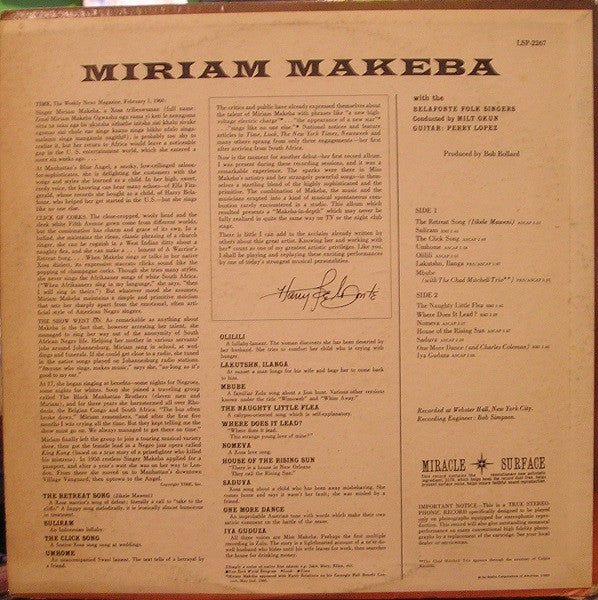 Miriam Makeba : Miriam Makeba (LP, Album)