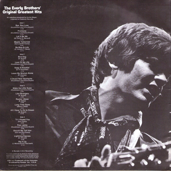 The Everly Brothers* : The Everly Brothers' Original Greatest Hits (2xLP, Comp)