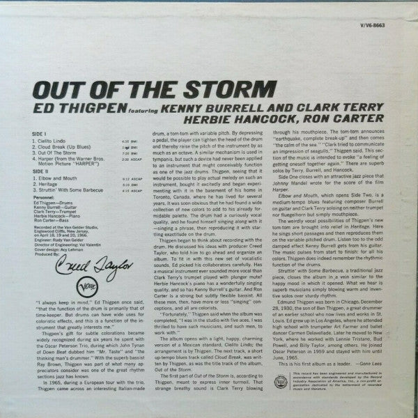 Ed Thigpen : Out Of The Storm (LP, Album)