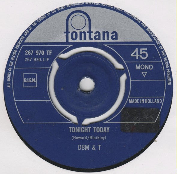 DBM & T* : Tonight Today (7", Single, Mono)