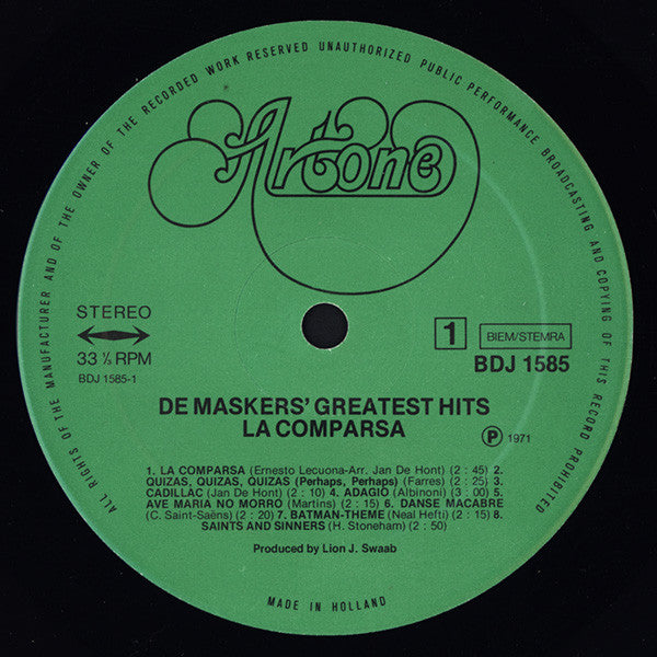 De Maskers : De Maskers' Greatest Hits - La Comparsa (LP, Comp, RE)