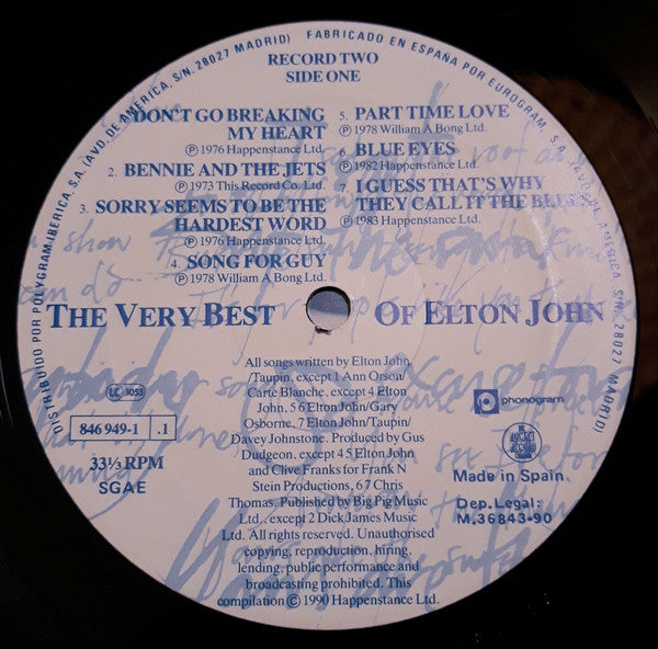Elton John : The Very Best Of Elton John (2xLP, Comp, Gat)