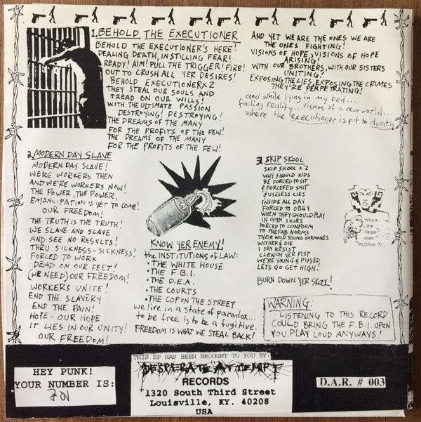Sins Of The Flesh (2) : Know Your Enemy (7", EP, Num)
