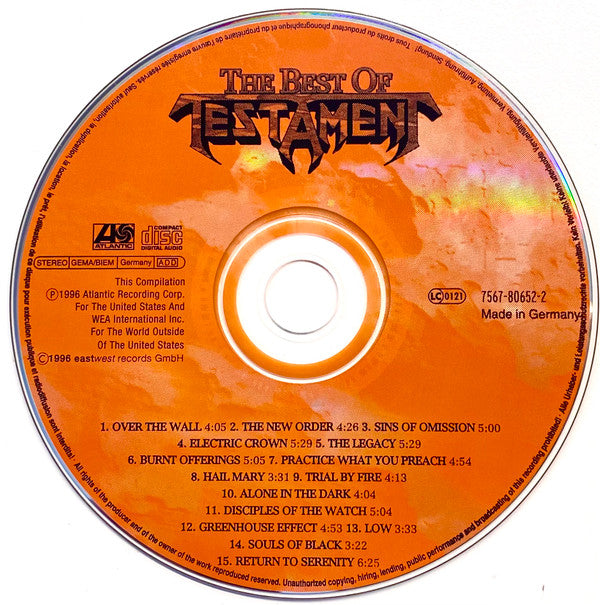 Testament (2) : The  Best Of Testament (CD, Comp)
