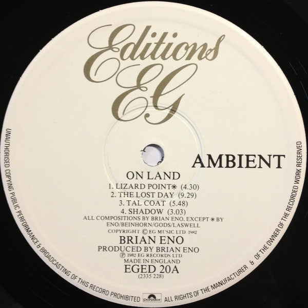 Brian Eno : Ambient 4 (On Land) (LP, Album)