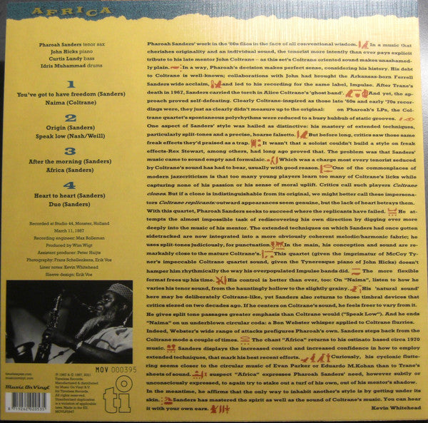 Pharoah Sanders / John Hicks / Curtis Lundy / Idris Muhammad : Africa (2xLP, Album, Ltd, Num, RE, S/Edition, Cry)