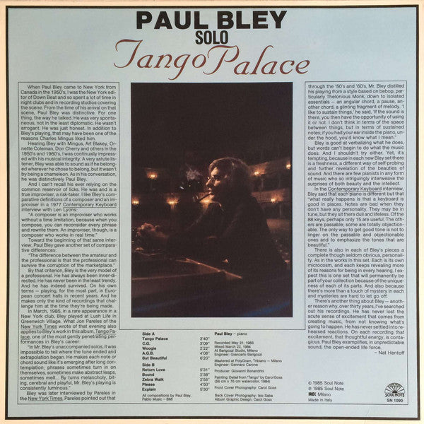 Paul Bley : Tango Palace (LP)