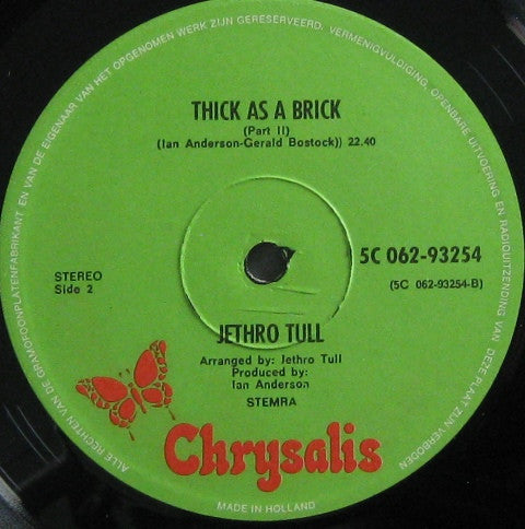 Jethro Tull : Thick As A Brick (LP, Album, New)