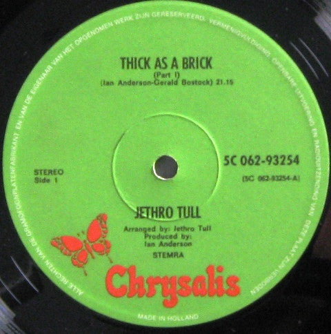 Jethro Tull : Thick As A Brick (LP, Album, New)