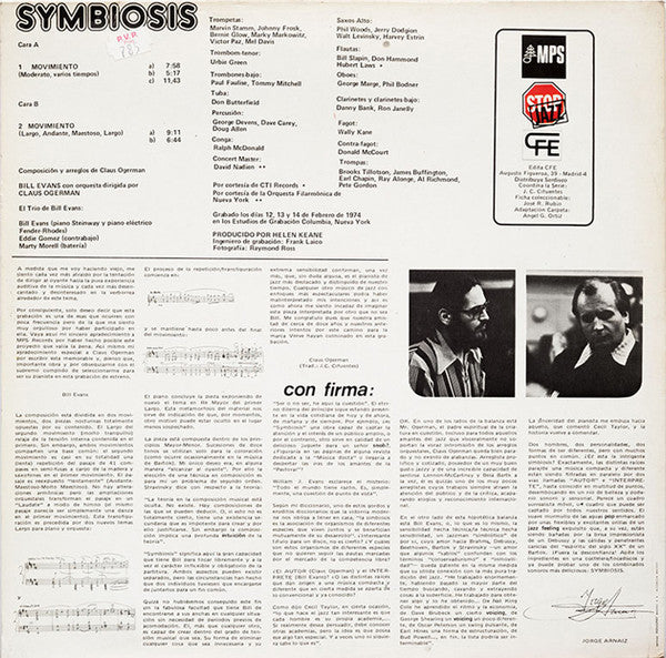 Bill Evans : Symbiosis (LP, Album, RE)