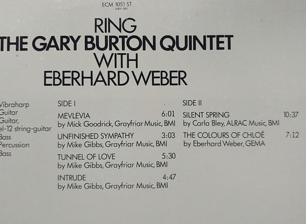 Gary Burton Quintet with Eberhard Weber : Ring (LP, Album, RE)