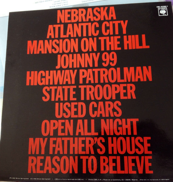Bruce Springsteen : Nebraska (LP, Album, RE)