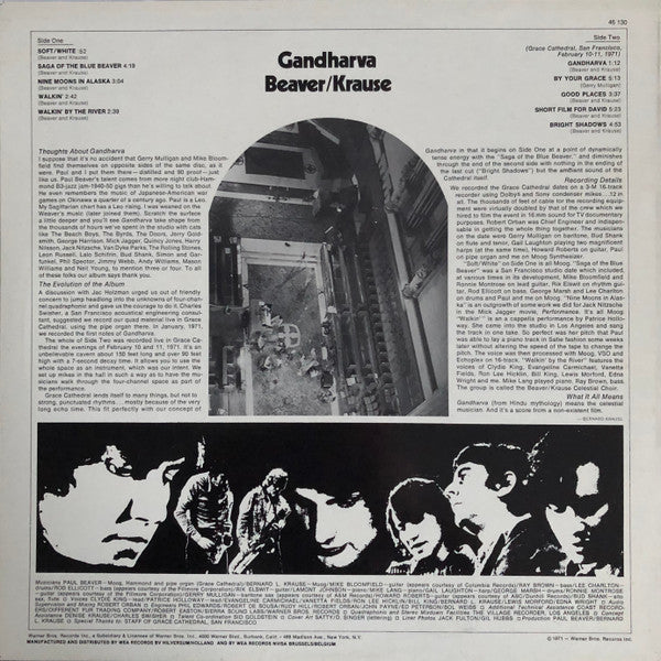 Beaver & Krause : Gandharva (LP, Album, RE)