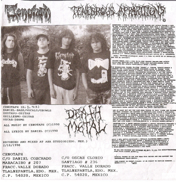 Cenotaph : Tenebrous Apparitions (7", Num)