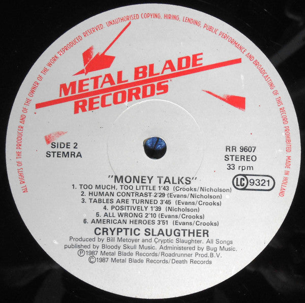 Cryptic Slaughter : Money Talks (LP, Album)