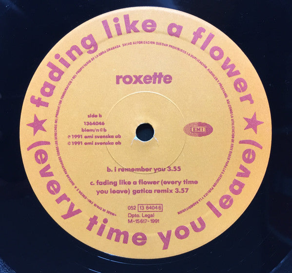 Roxette : Fading Like A Flower (Every Time You Leave) (12", Maxi)