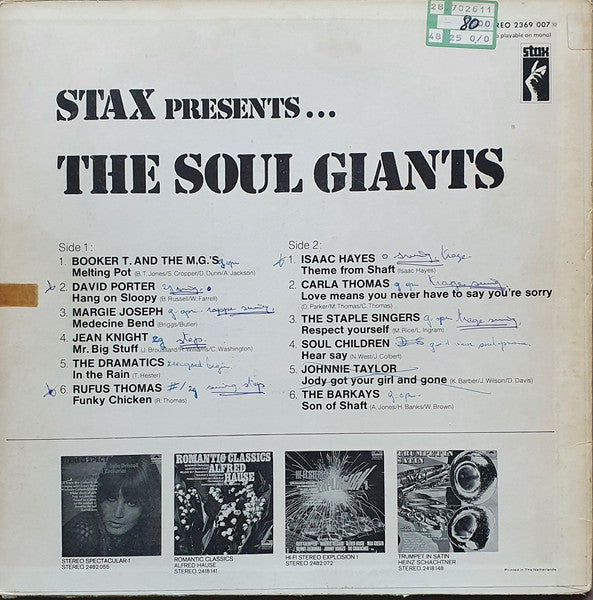Various : Stax Presents... The Soul Giants (LP, Comp)