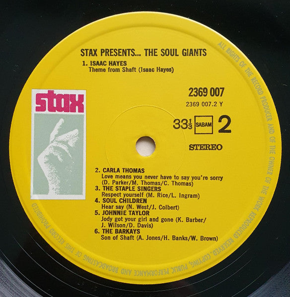 Various : Stax Presents... The Soul Giants (LP, Comp)