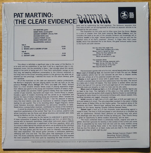 Pat Martino : Baiyina (The Clear Evidence) (LP, Album, RE, Ora)