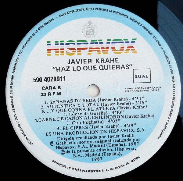 Javier Krahe : Haz Lo Que Quieras (LP, Album)
