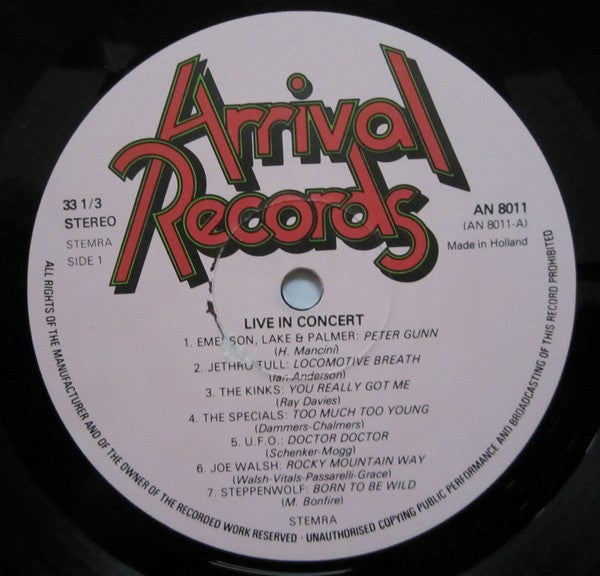 Various : Live In Concert (Original Live Recordings) (LP, Comp)