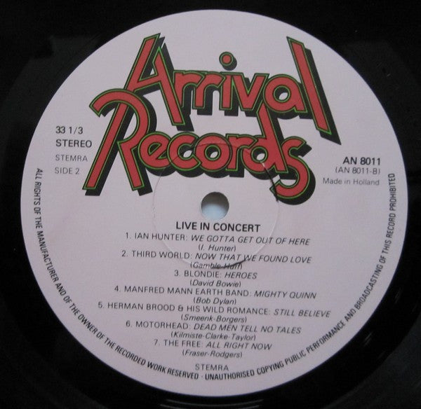 Various : Live In Concert (Original Live Recordings) (LP, Comp)