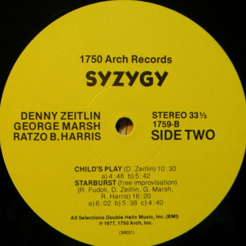 Denny Zeitlin, George Marsh, Ratzo B. Harris : Syzygy (LP, Album)