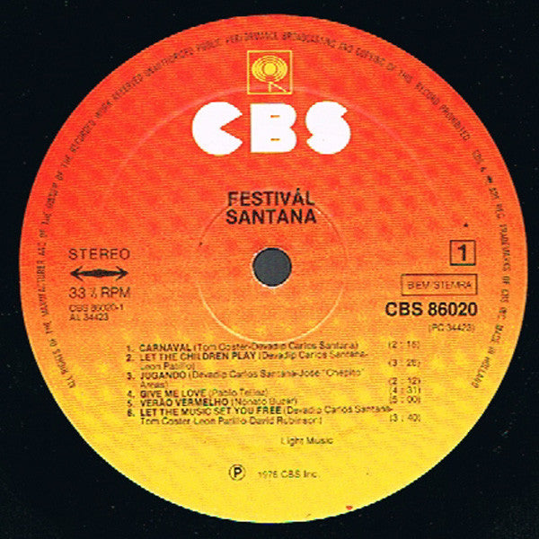 Santana : Festivál (LP, Album, Promo)
