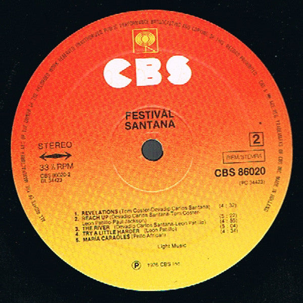 Santana : Festivál (LP, Album, Promo)