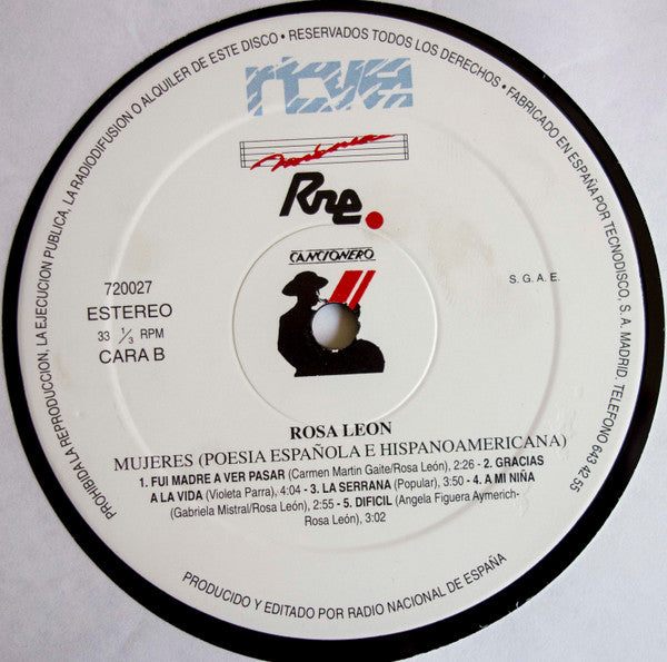Rosa León : Mujeres (Poesia Española E Hispanoamericana) (LP, Album)