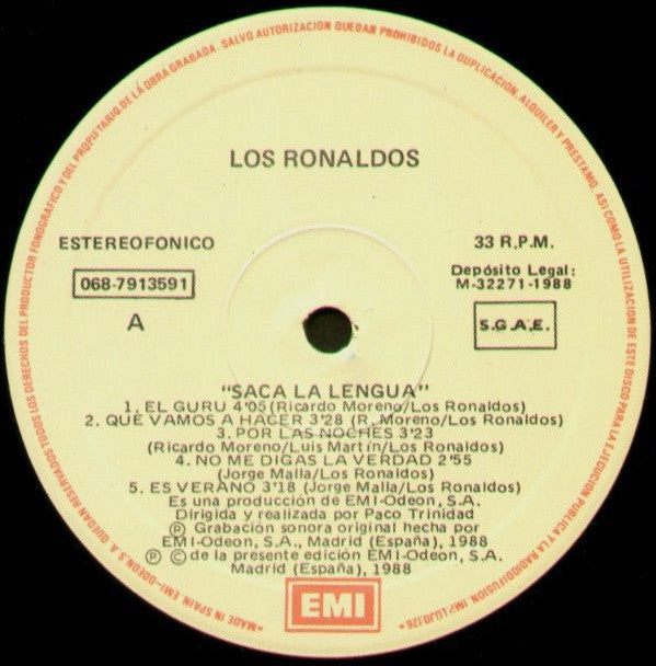 Los Ronaldos : Saca La Lengua (LP, Album)