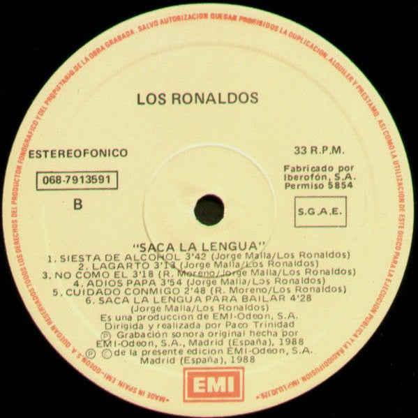 Los Ronaldos : Saca La Lengua (LP, Album)