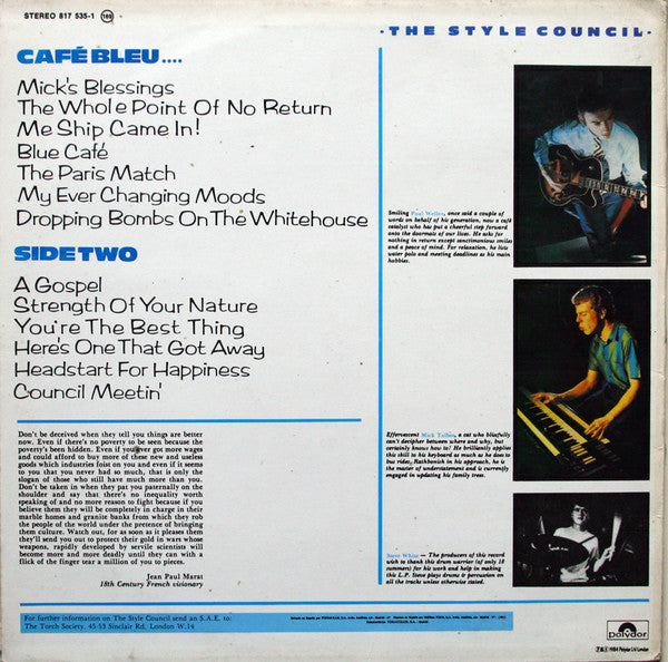 The Style Council : Café Bleu (LP, Album)