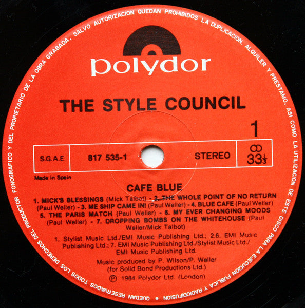 The Style Council : Café Bleu (LP, Album)