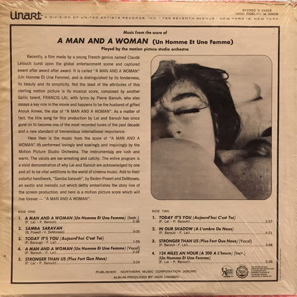 The Motion Picture Studio Orchestra : A Man And A Woman (LP, Album)